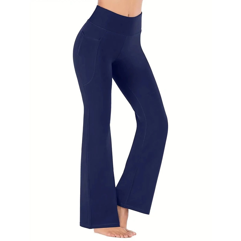 Women’s Flared Pants with Pockets, Flared Leg Yoga Pants High Waist Fitness