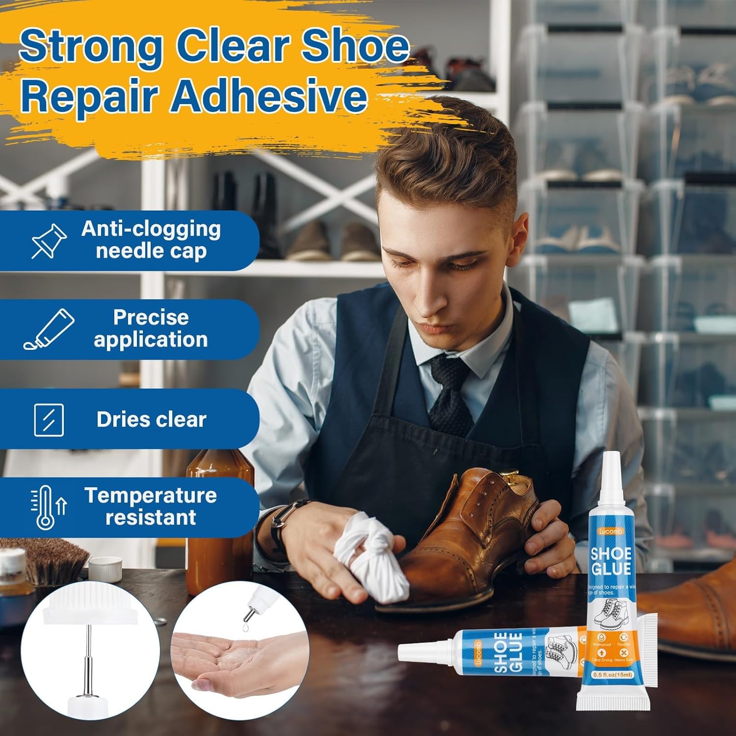 Shoe Glue 5x15ML Clear Adhesive Repair Soles Heels Free Shipping