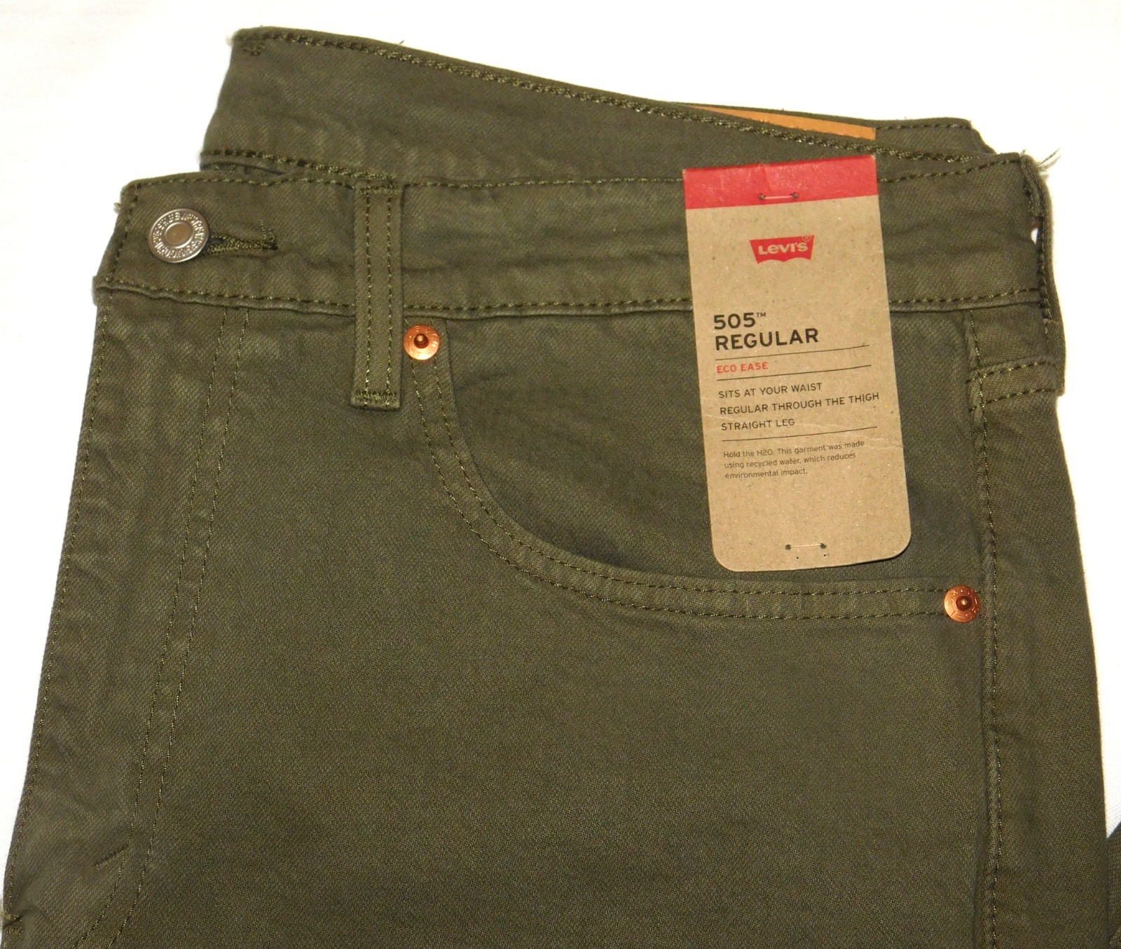 LEVIS 505 Regular Fit Jeans Levis Eco Ease Stretch Straight Leg Olive Green