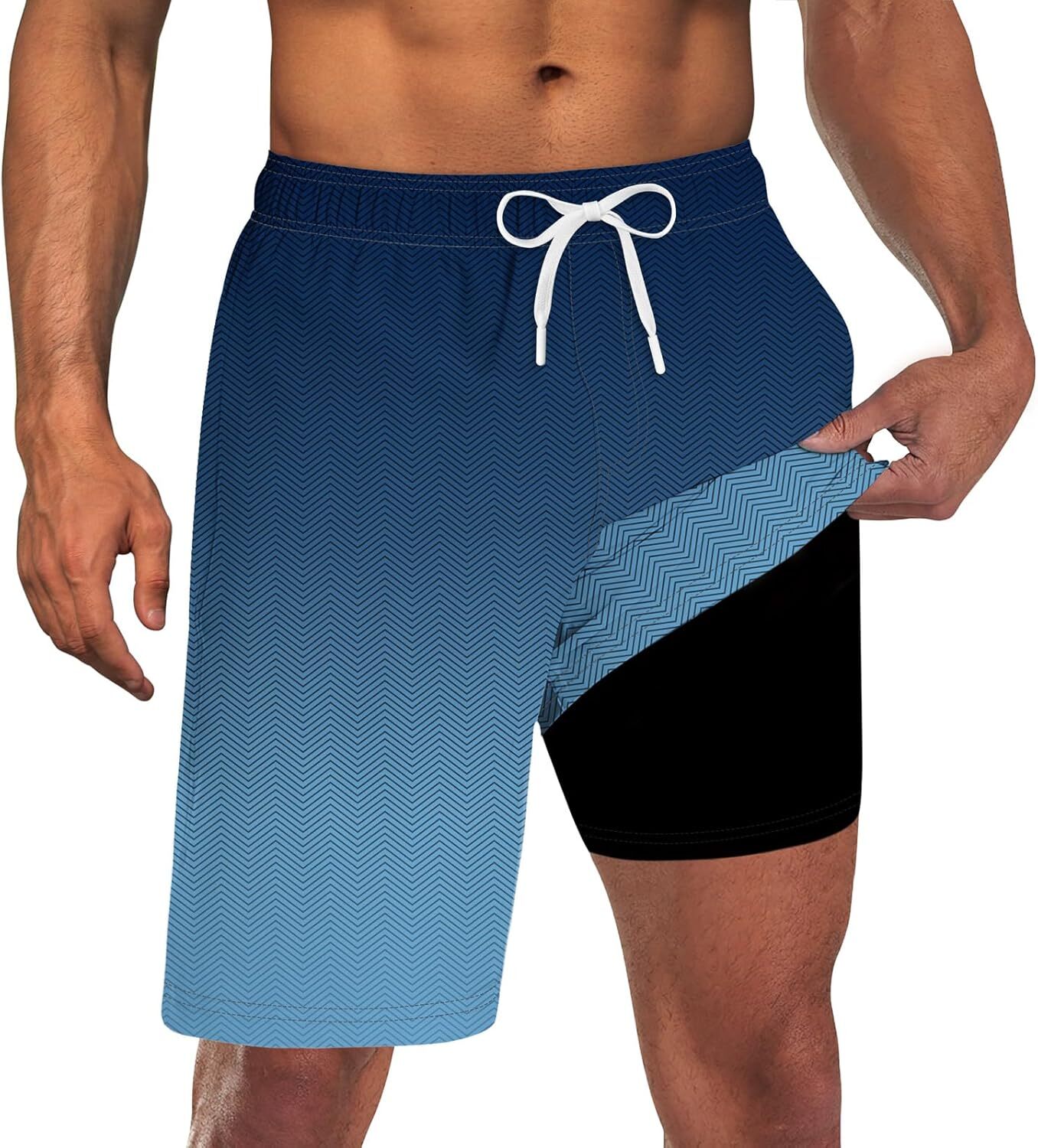 Mens Swim Trunks Quick Dry Compression Liner Pockets 9” Inseam M-3XL UPF 50+