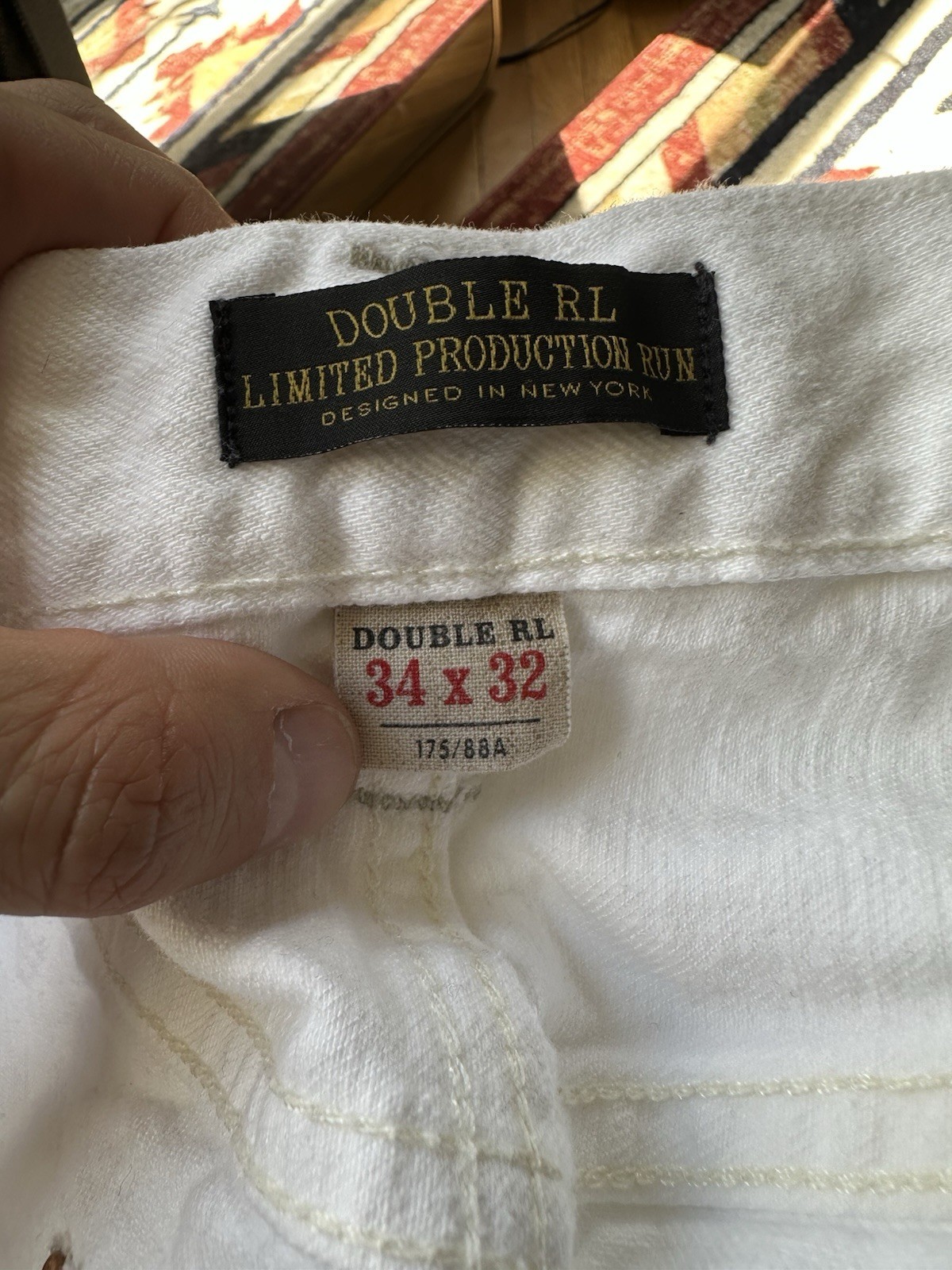 Double RL Men’s LTD NYC White vintage 5 pocket Japanese selvedge denim