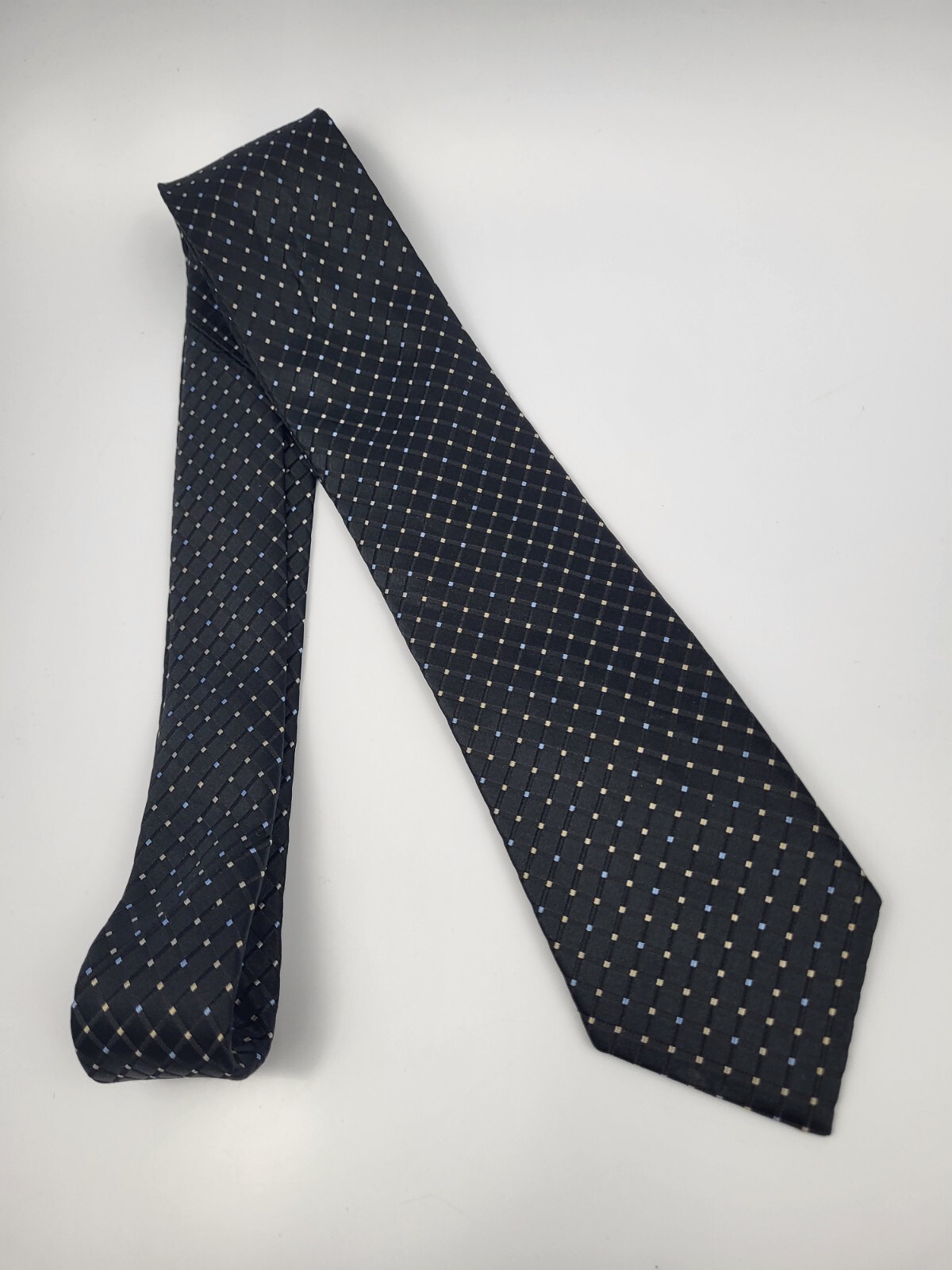 IZOD Silk Tie Black Gray Blue Geometric Men Necktie 57 x 3.1/8