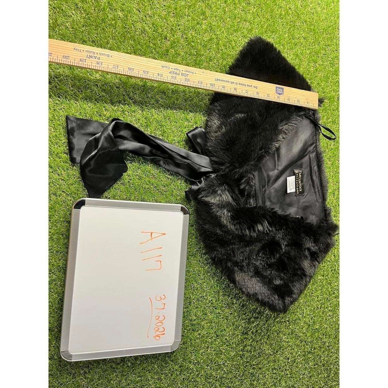 McClintock m Black Faux Fur Shrug Wrap with Satin Tie