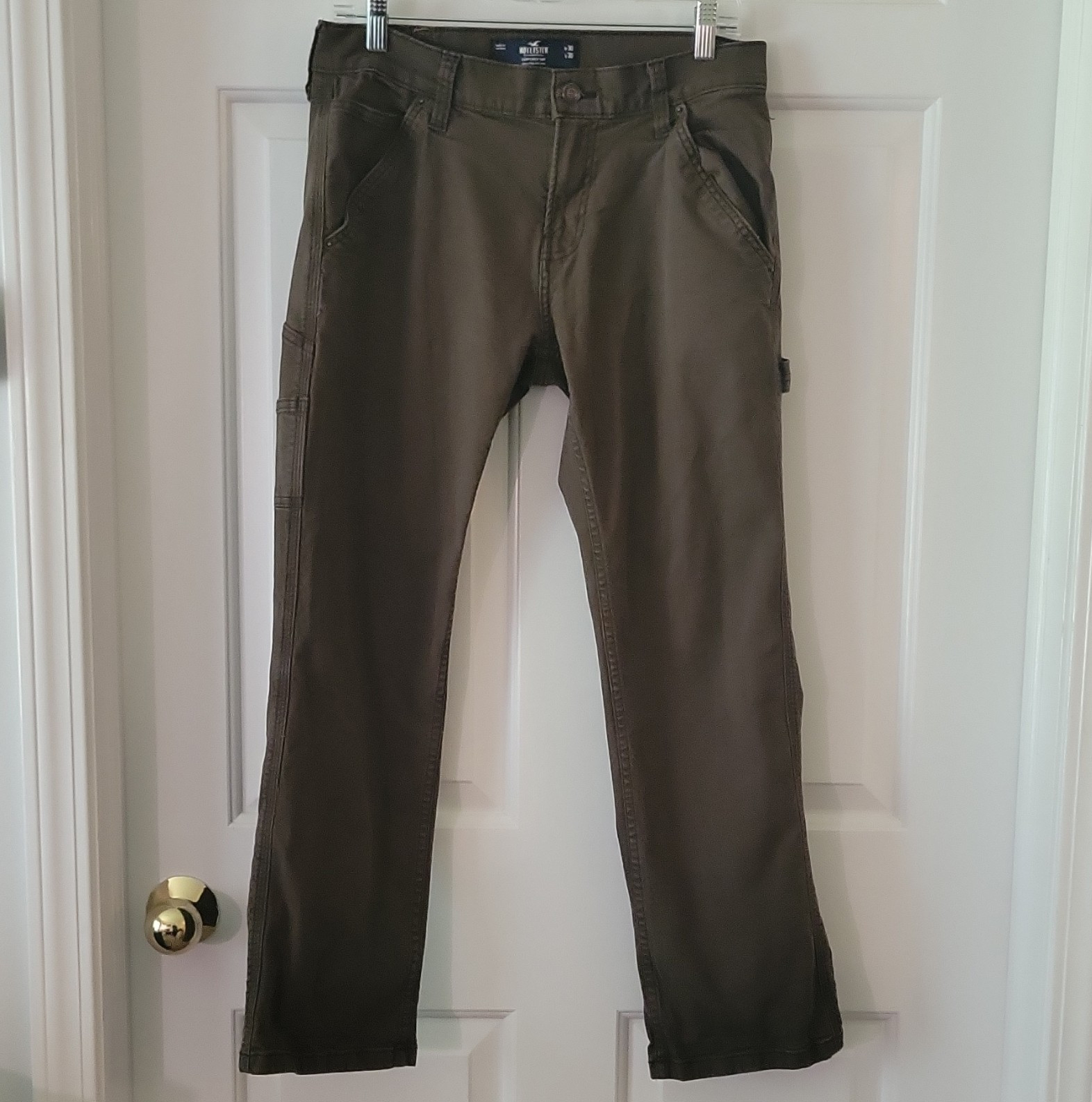 Hollister Men’s Brown Denim Carpenter Pants Epic Flex Straight Flat Front 30