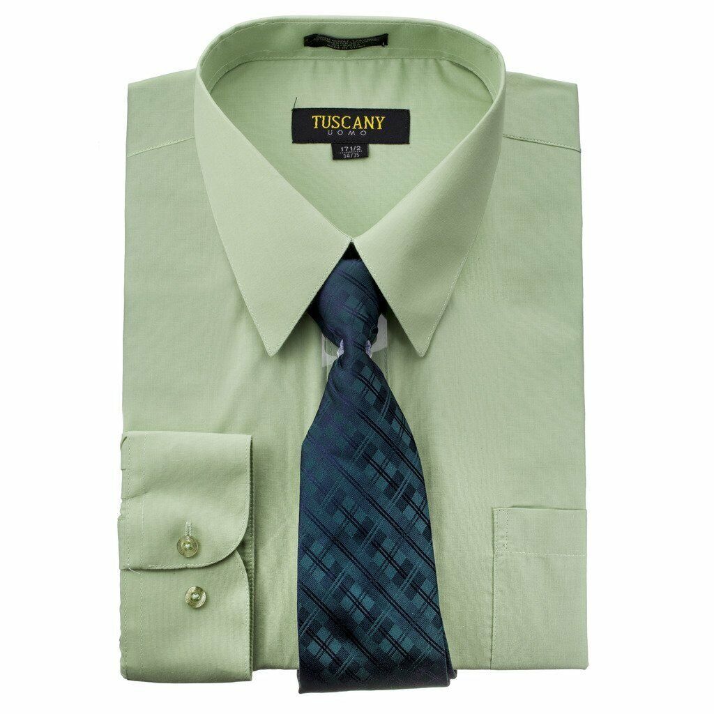 Men’s Dress Shirts With Matching (Random design) Tie Set Cotton-Blend Shirt Set