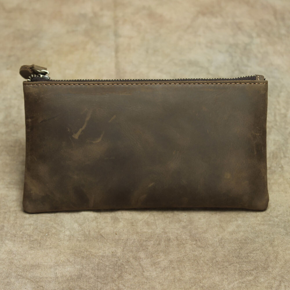 Leather Cash Long Wallet Envelope Zipper Pouch – Money Holder for Men & Women.