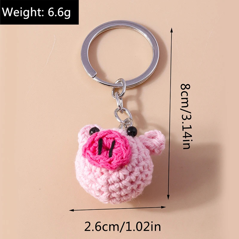Cute Handmade Knitted Animal Keychain Crocheted Frog Keyring Pendant Key Holder
