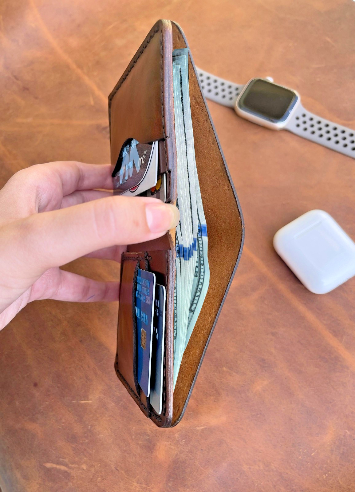 Men’s Leather Slim Card Holder Bifold RFID Blocking Vintage Handmade Wallet Gift