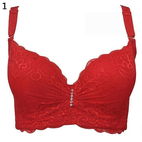 Women Push Up Bra Lace Underwire Plunge Brassiere Deep V Underwear C D DD E Cup