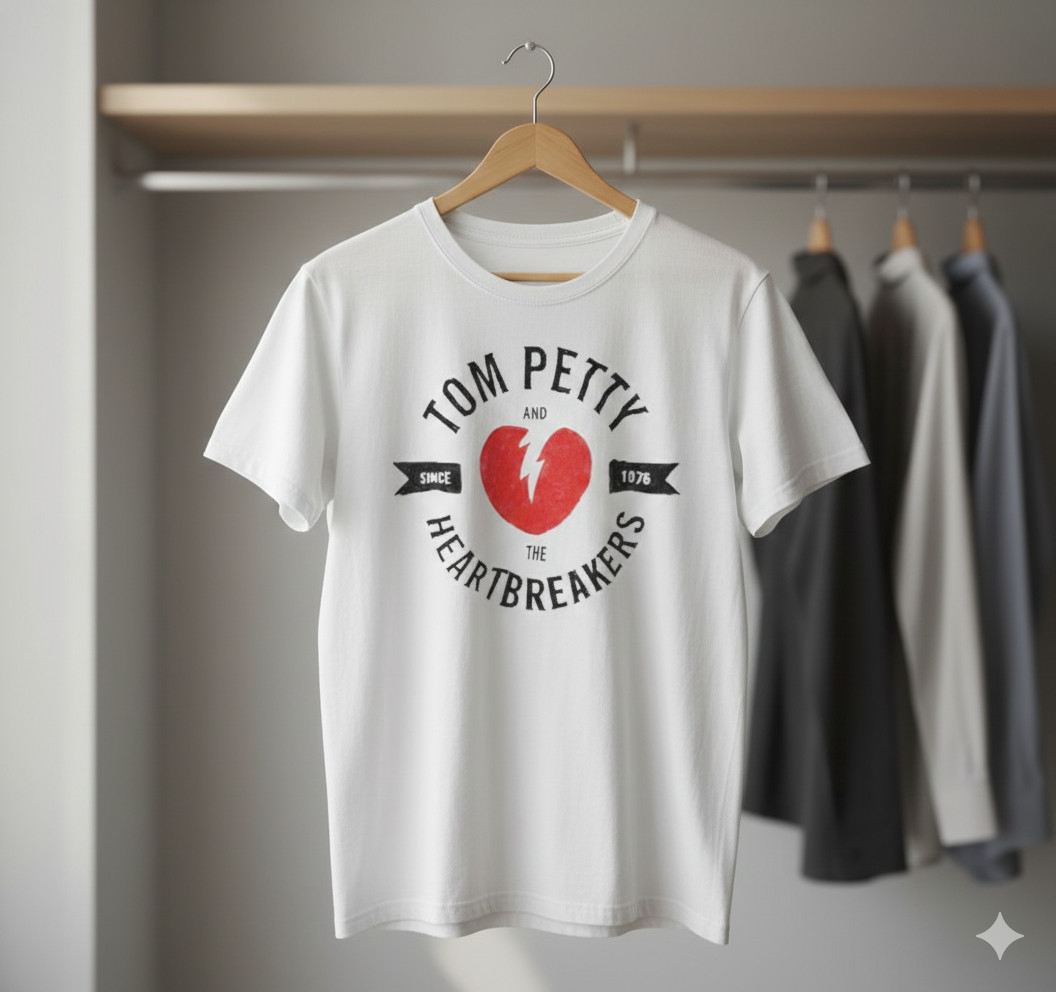 Tom Petty & The Heartbreakers Since 1976 Logo White Unisex T-Shirt – T059