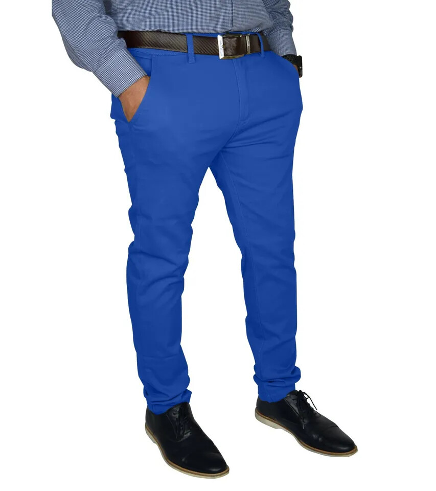 Mens Slim FIT Stretch Chino Trousers Casual Flat Front Flex Classic Full Pants