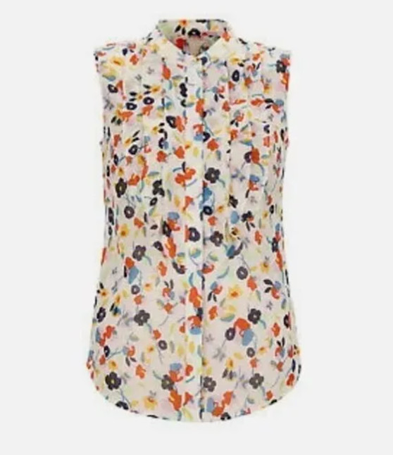 Cabi New NWT Tux Ruffle Top #6108 Ivory w multi floral Size XXS – XXL Was $86