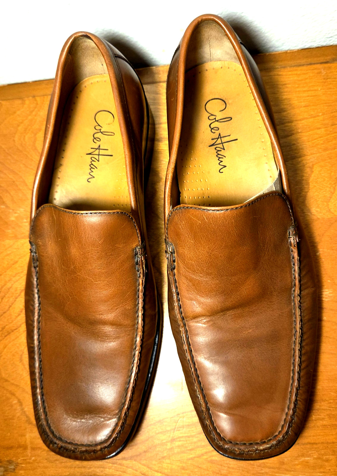 Men’s Cole Haan Moc Toe Slip On Loafers Shoes 10½ M Cognac Brown Leather C05195