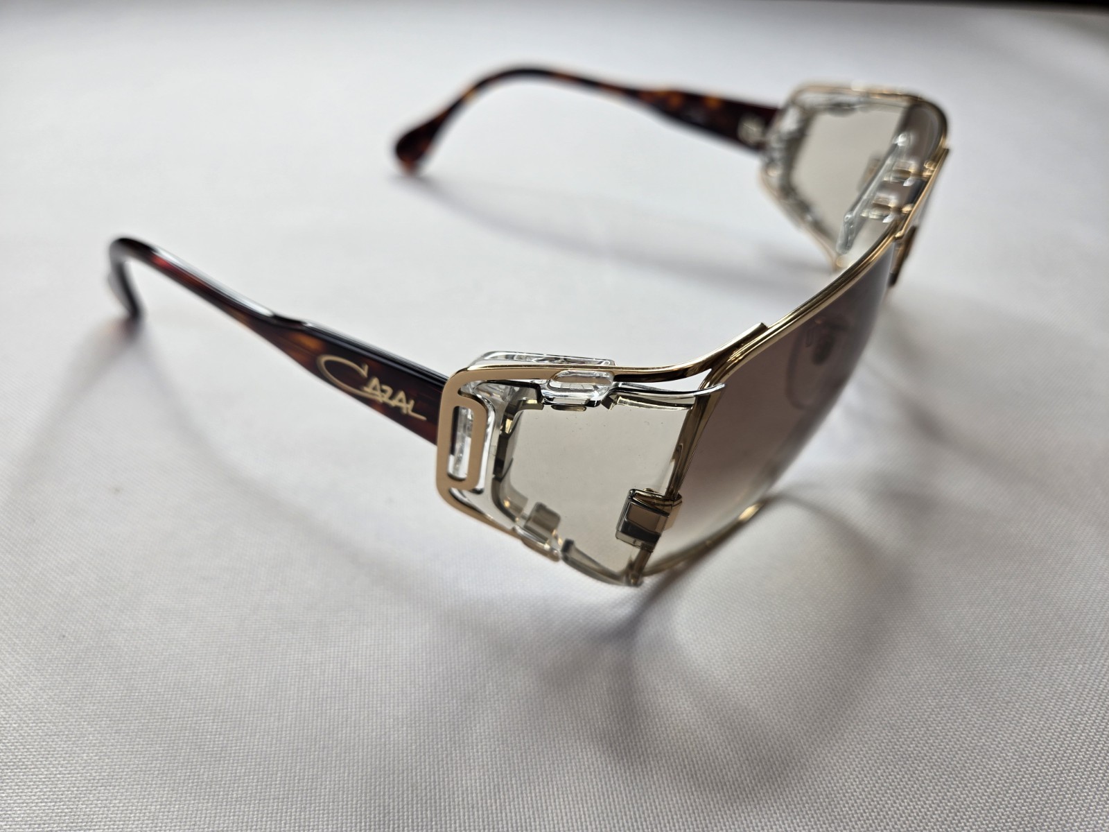 CAZAL MOD 955 COL 097 ICONIC VINTAGE GOLD HAVANA SHIELD SUNGLASS MADE IN GERMANY