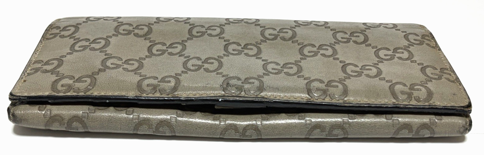 Gucci Guccissima GG Monogram Leather Long Wallet Bi-fold Made in Italy Gray