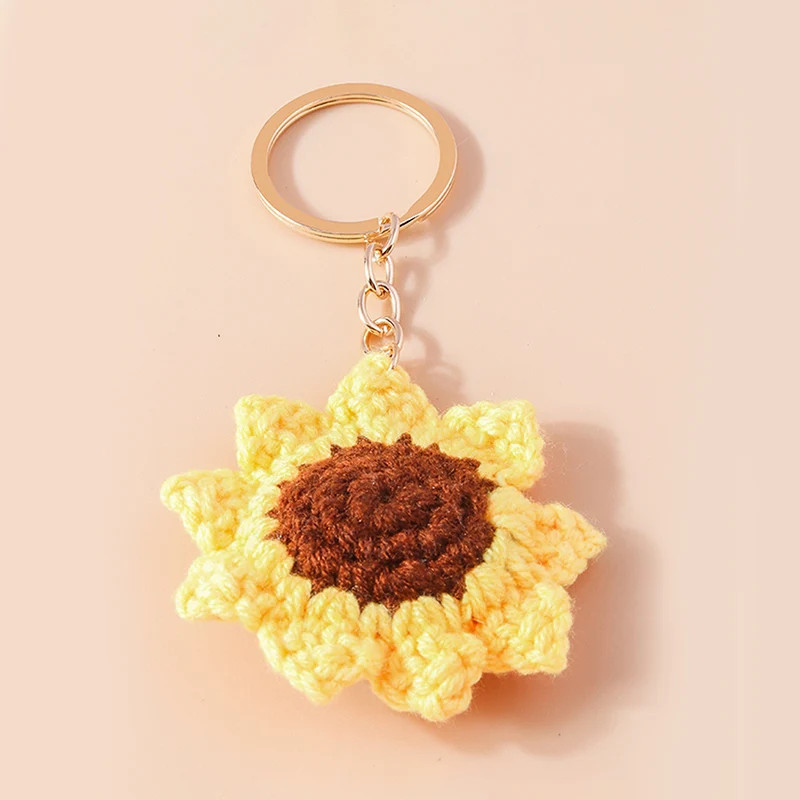 Cute Handmade Knitted Animal Keychain Crocheted Frog Keyring Pendant Key Holder