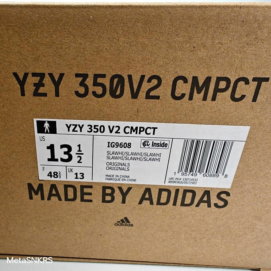 Adidas US 13.5 Men’s Slate White Black Grey Boost Ye Yeezy 350 CMPCT IG9608 NIB