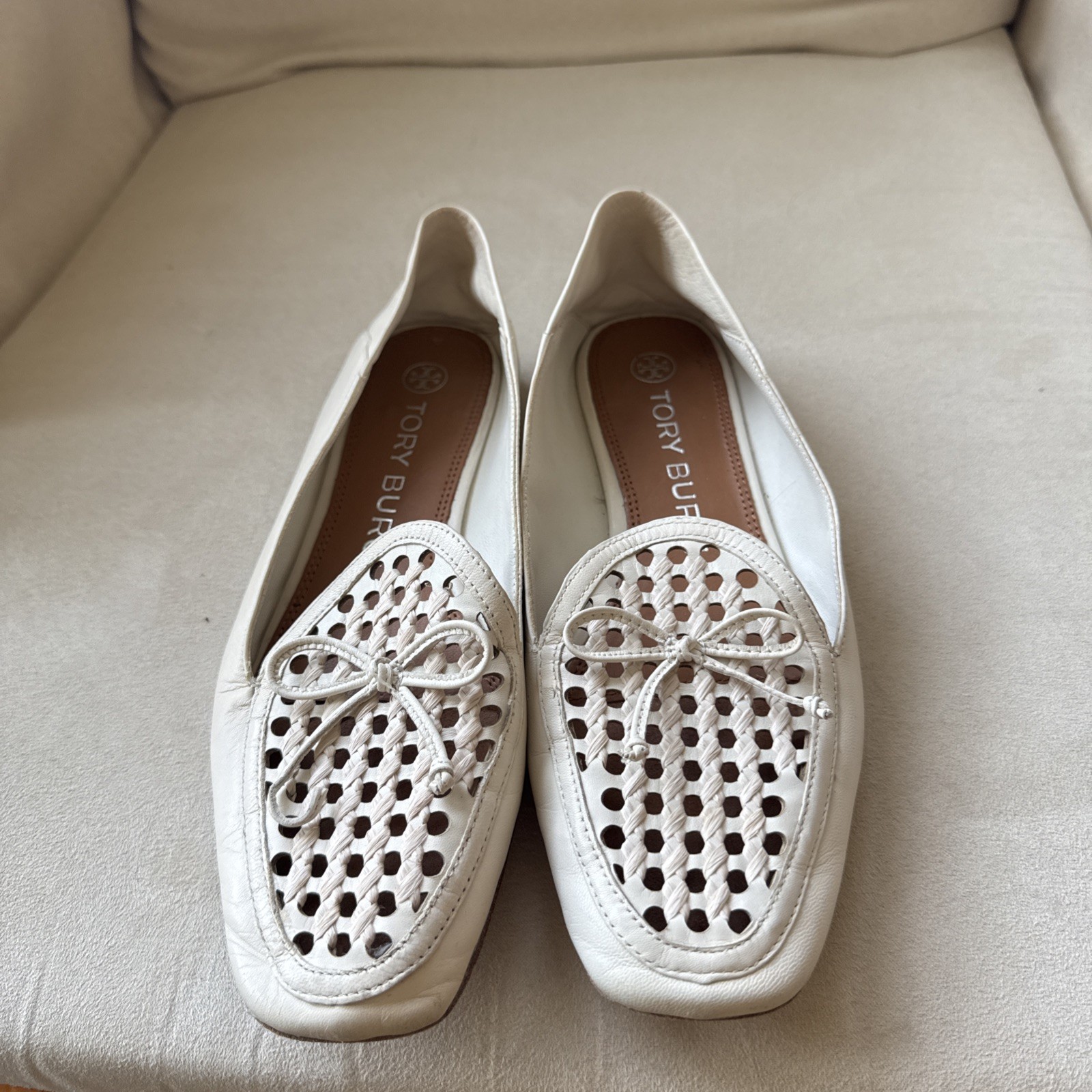 TORY BURCH WOVEN LOAFER. NO CHARM as shown