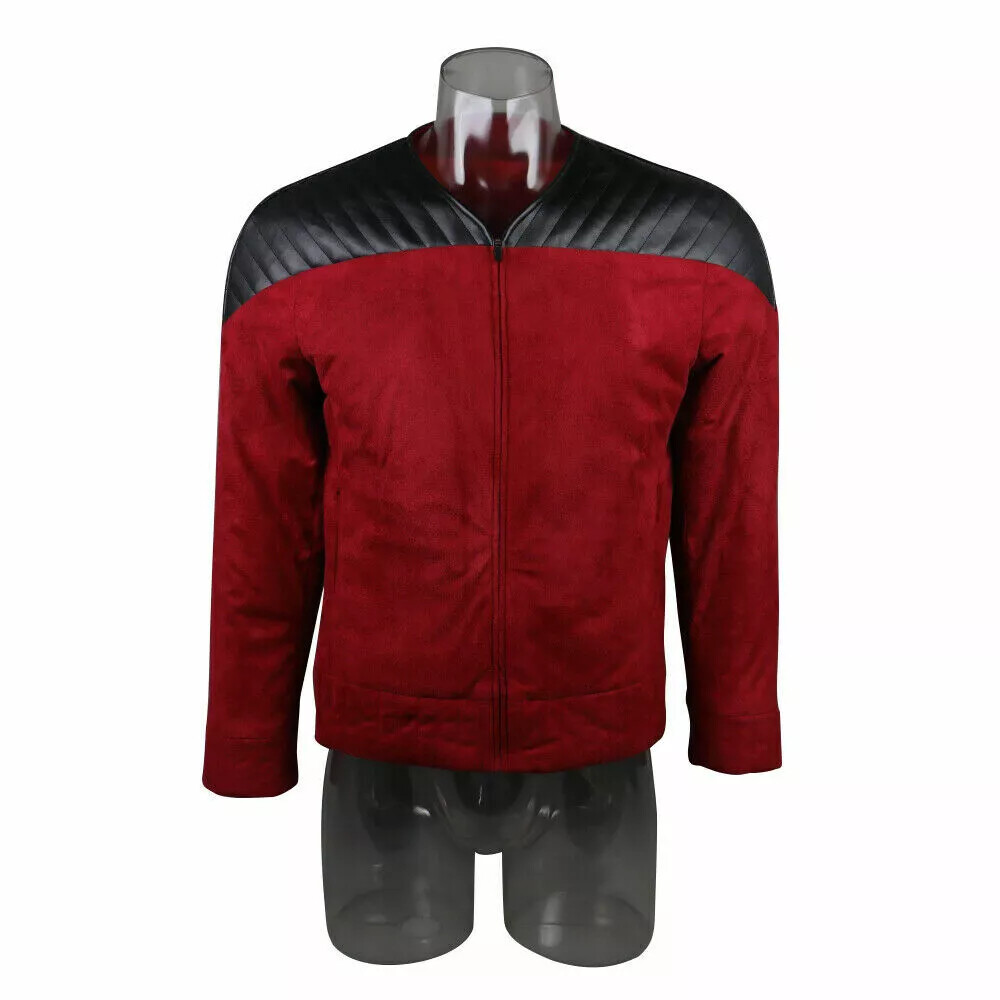 For Cosplay The Next Generation Captain Picard Red Duty Uniforms TNG Top Jacket