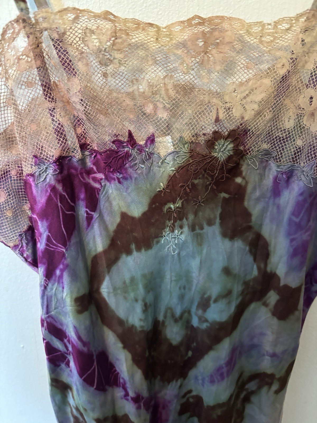 Vintage Momo Falana 1997 Hand Dyed Tie Dye Slip Dress Read