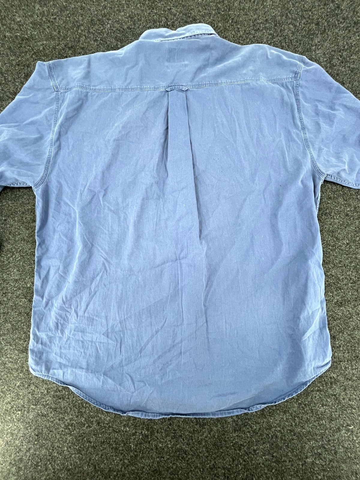 Vintage Evergreen Shirt Mens XL Blue Cotton Back Box Shirttail Hem Button Down