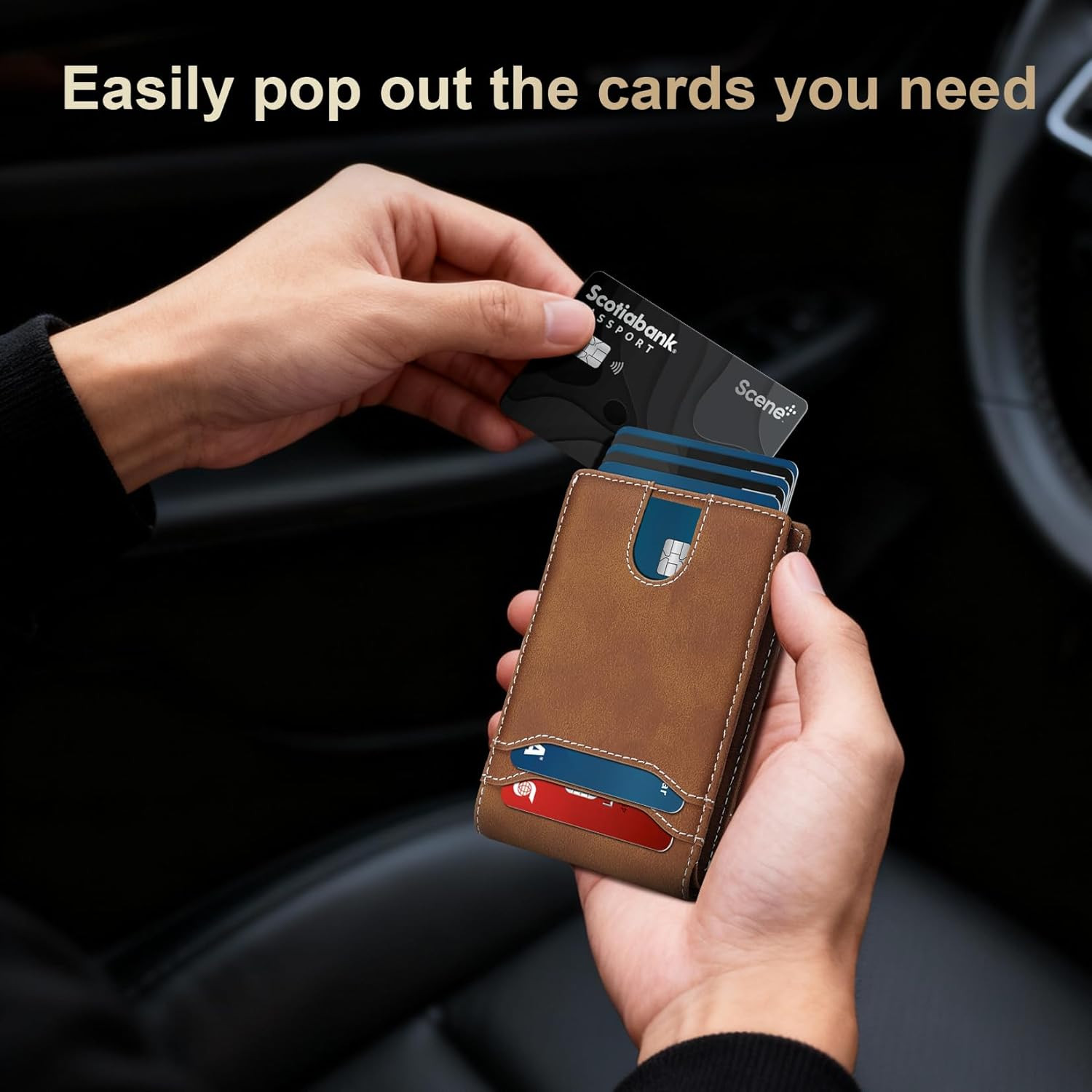 Card Wallet for Men Slim: Smart Rfid Minimalist Front Pocket Pop up Wallet with