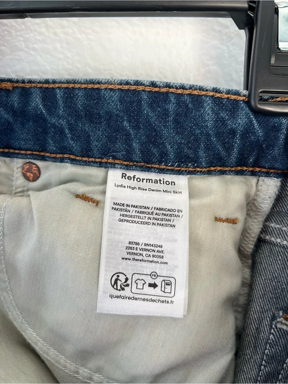 NWOT $148 | Reformation Lydia High Waist Denim Miniskirt in Huron | Size 27