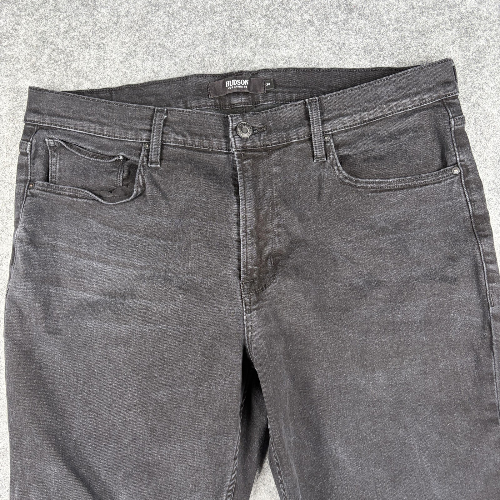 Hudson Zack Skinny Jeans Mens 38×32 Black Stretch Denim Charcoal Wash Pants
