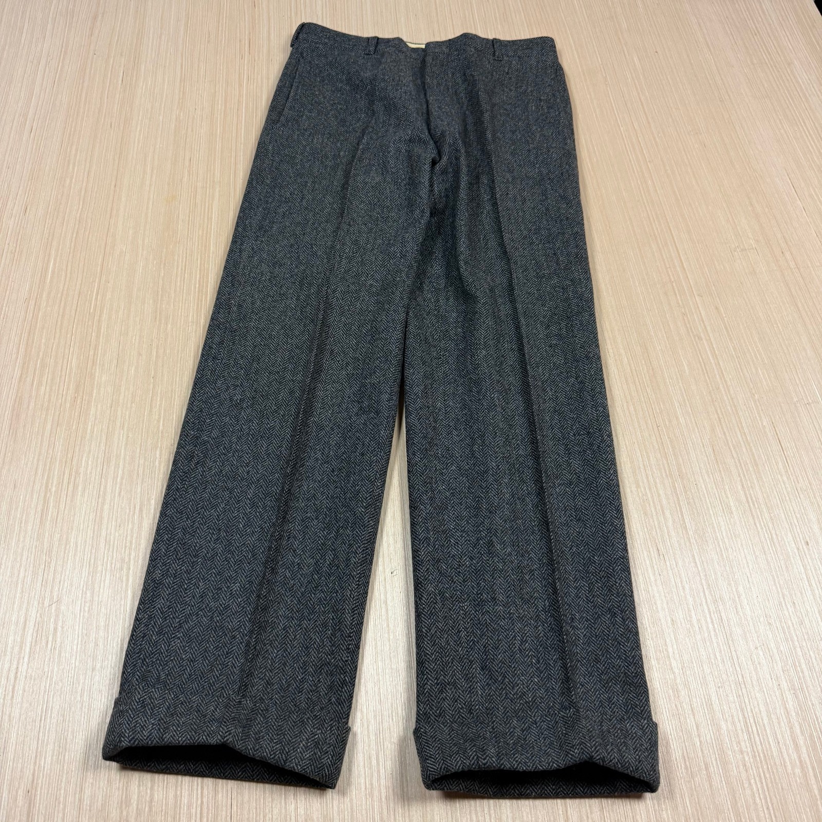 Vintage 60s 50s Tweed Wool Pants Slacks Conmar Zip Herringbone 29×28 mens atomic