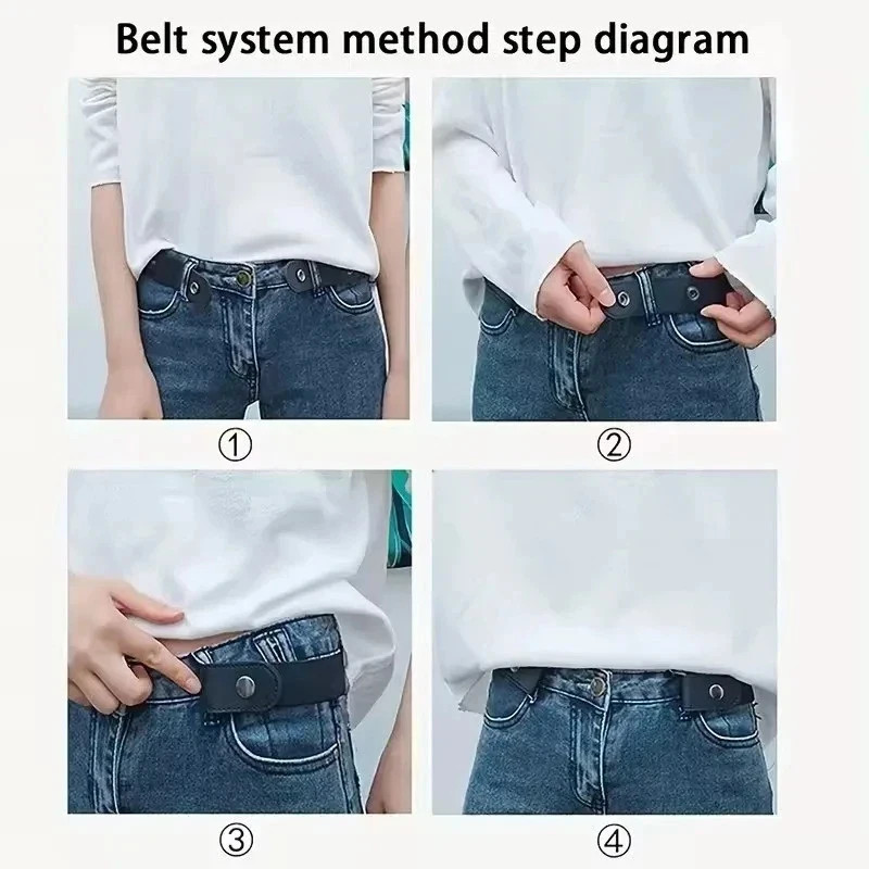 2 Pack No Buckle Elastic Belt Invisible Loop Belt for Jeans Pants