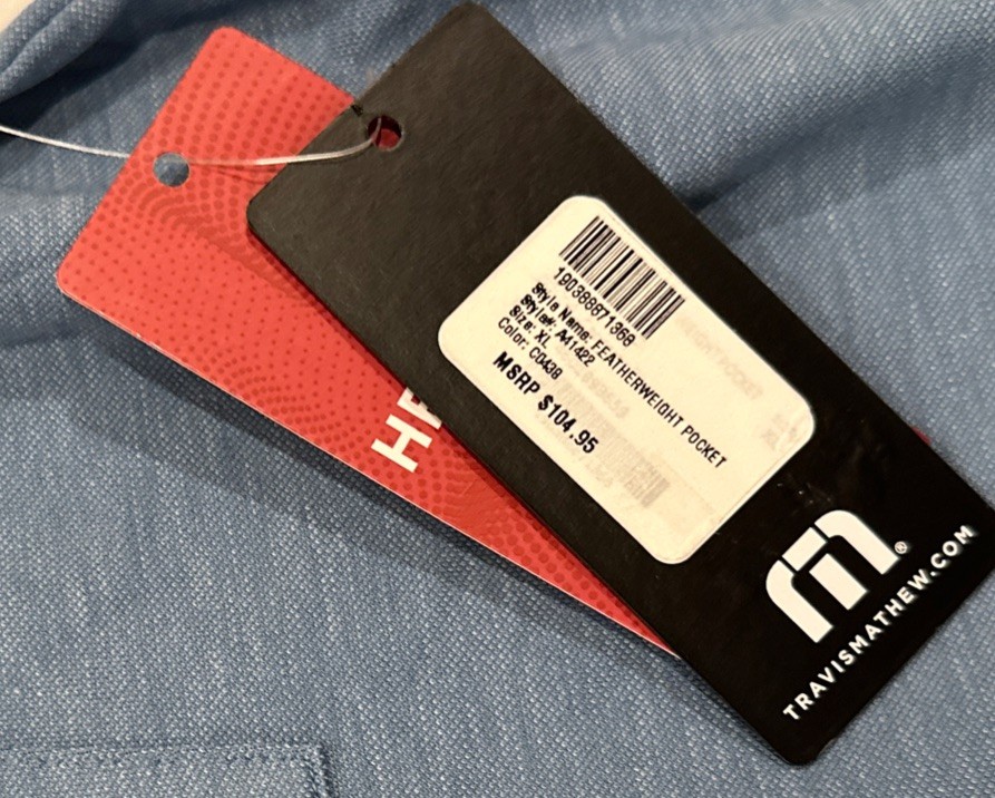 Travis Matthew Featherweight Pocket Polo T-Shirt, Heater, Captains Blue, XL New