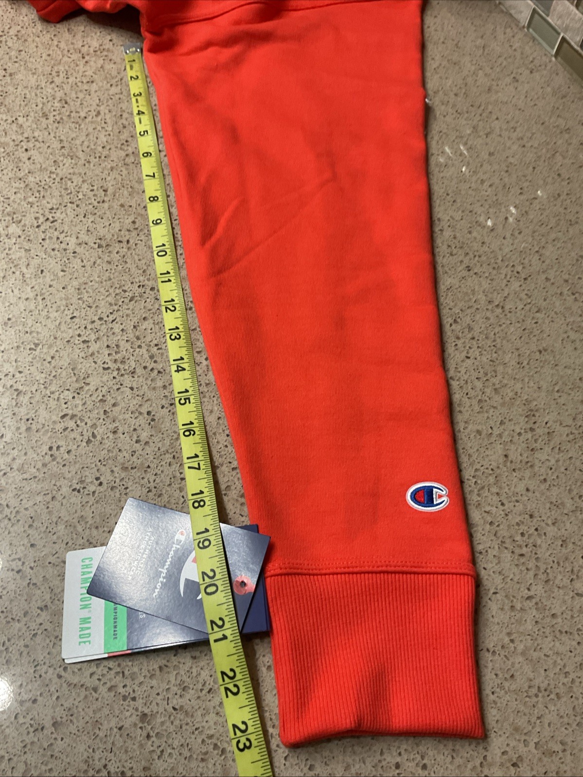 Mens Champion Hoodie Poppy Peach Orange Fleece Size Large 50×28” Pullover New