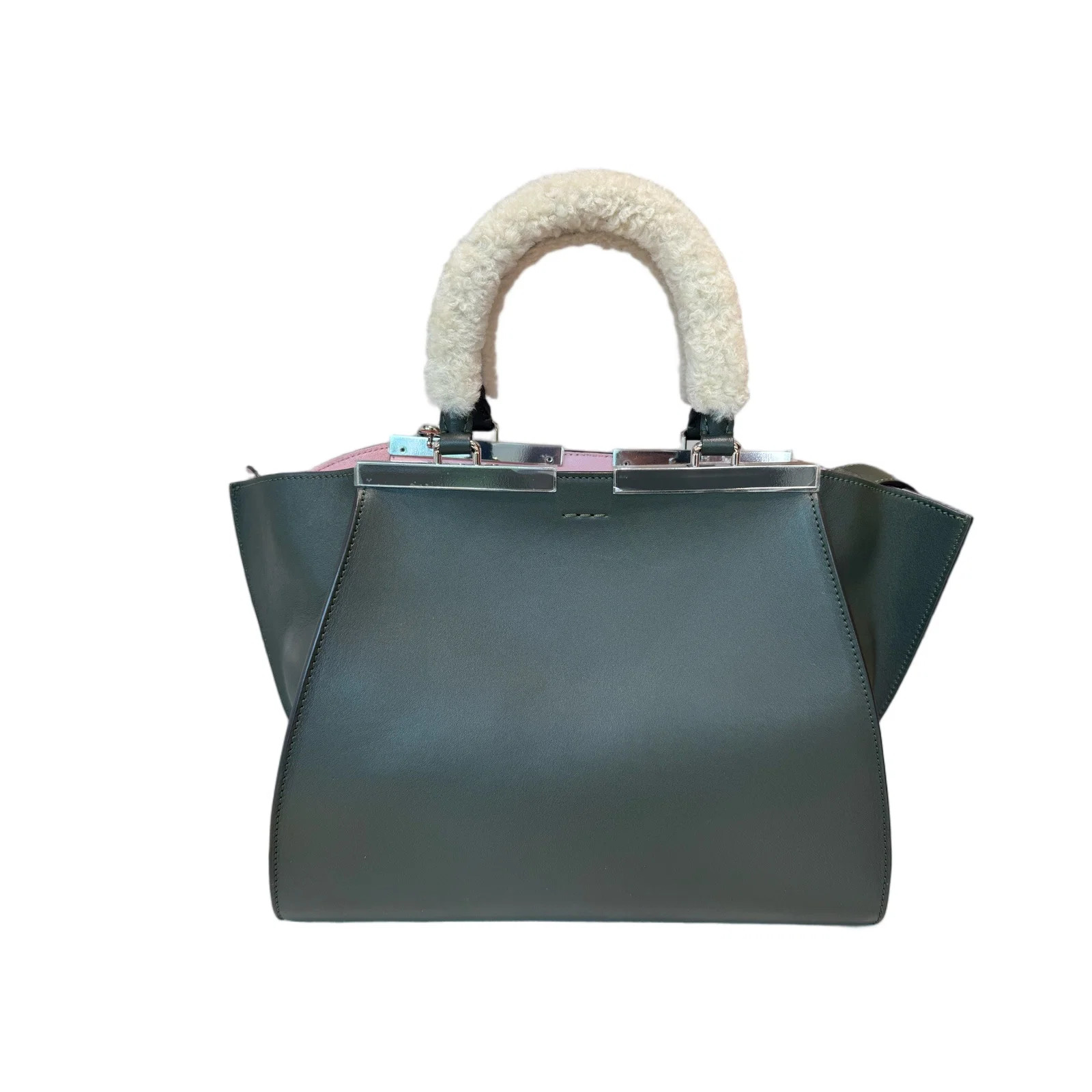 Fendi Regular 3jours Tote Dark Green Shearling Lambskin (mg062126a3r)