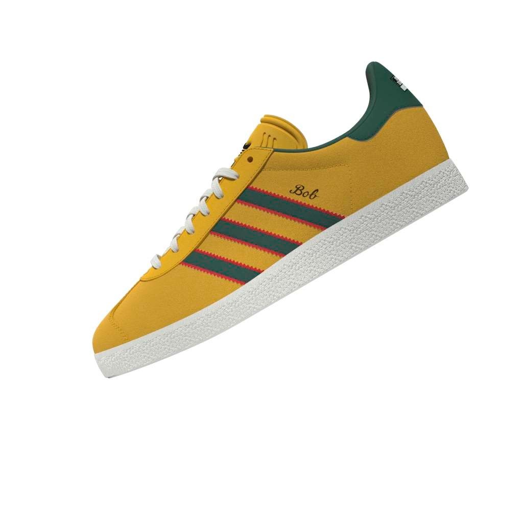 Adidas Men’s Gazelle Jamaica x Bob Marley Shoes Bold Gold/None/Pure Ruby KJ3532