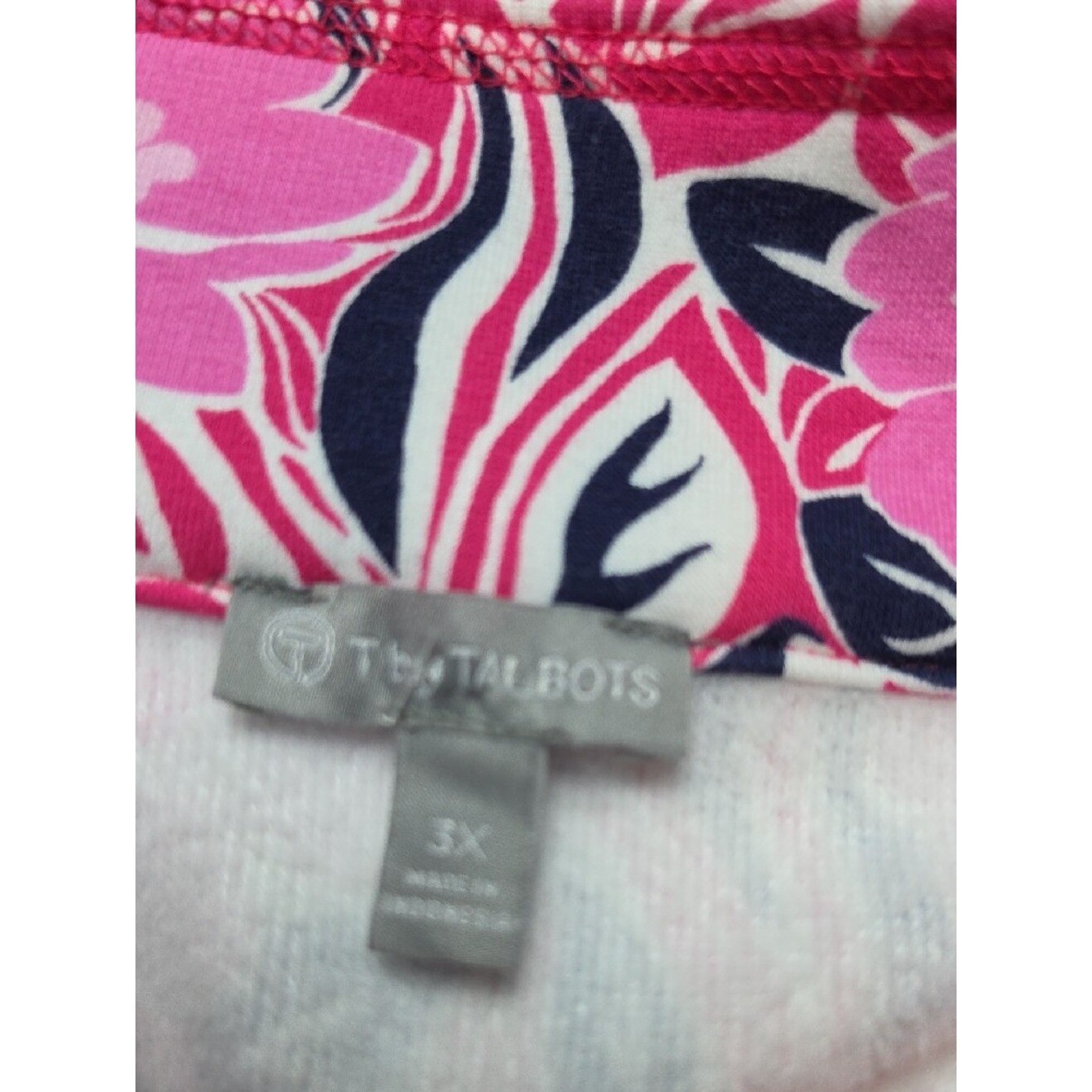 T BY TALBOTS | Pink Floral Half Zip Mock Neck Cozy Boxy Pullover Pockets | 3X