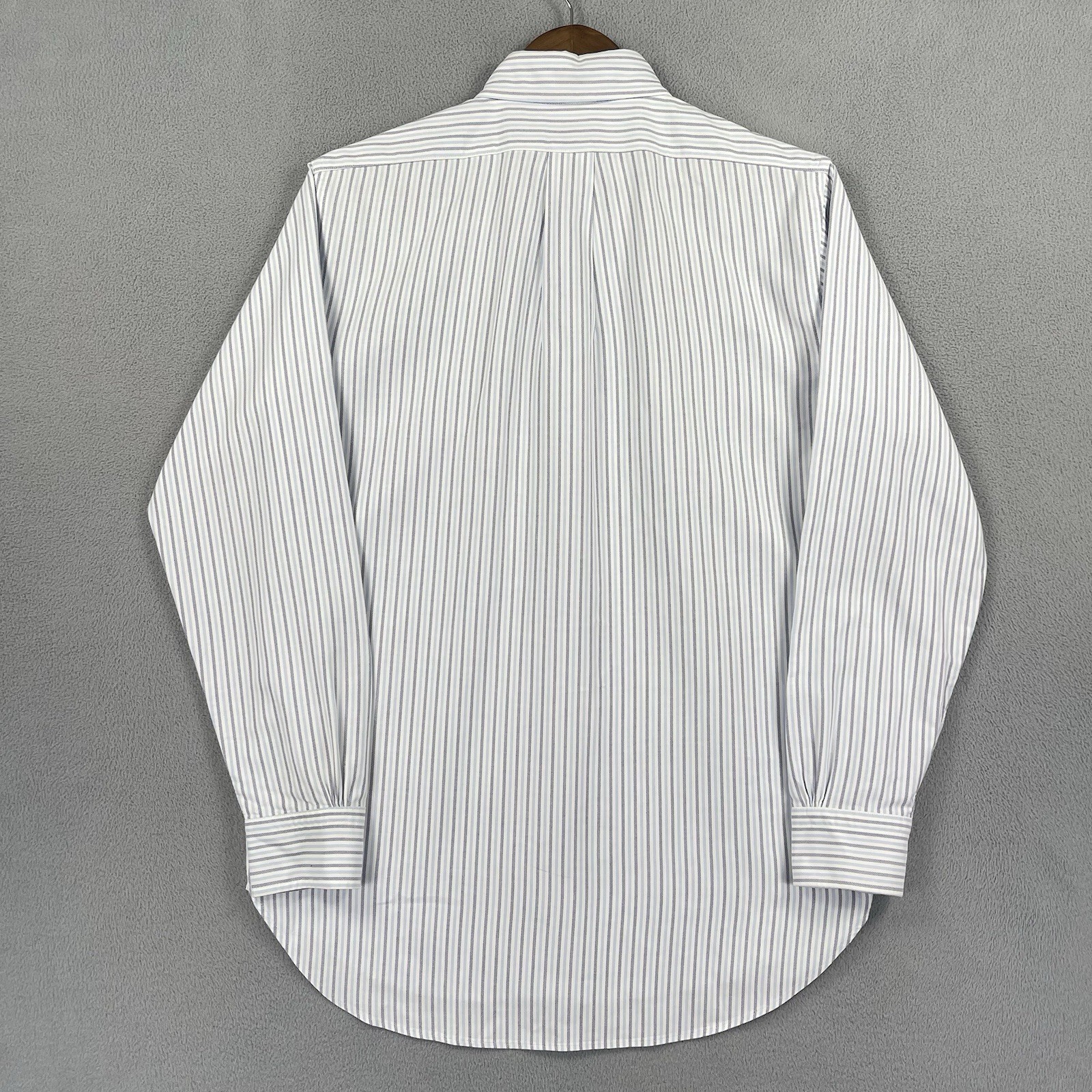 Vintage Brooks Brothers Makers Shirt Mens 15.5 33 Milano White Blue Striped USA