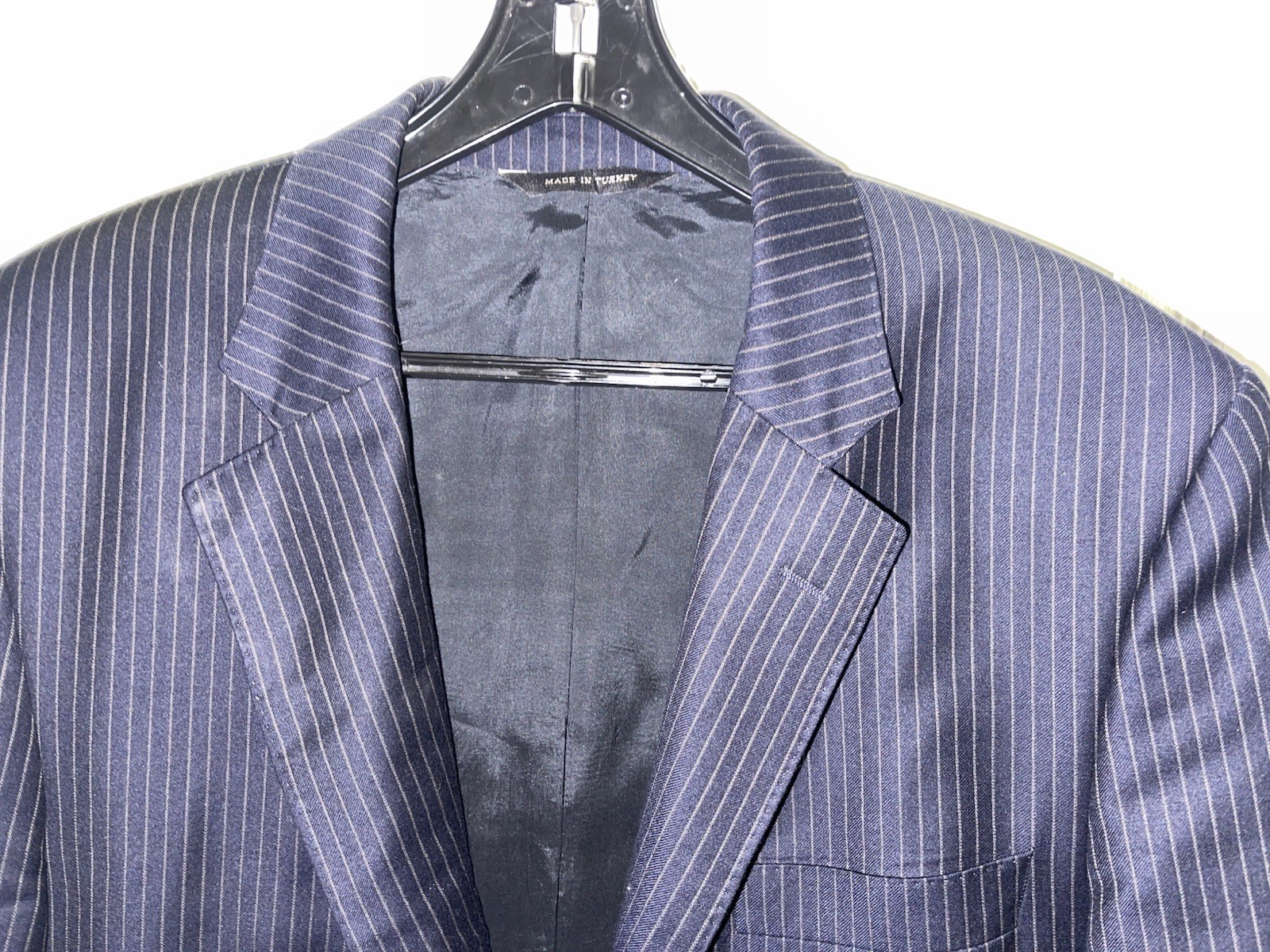 ERMENEGILDO ZEGNA X Sarar Mens Navy Pinstripe Wool Suit Blazer 44L Pants 36×32