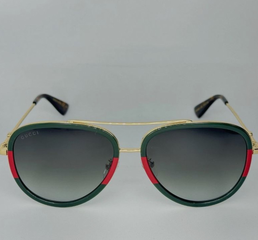 🔥 Gucci GG0062S Aviator Sunglasses Gold Frame Green Lens Unisex