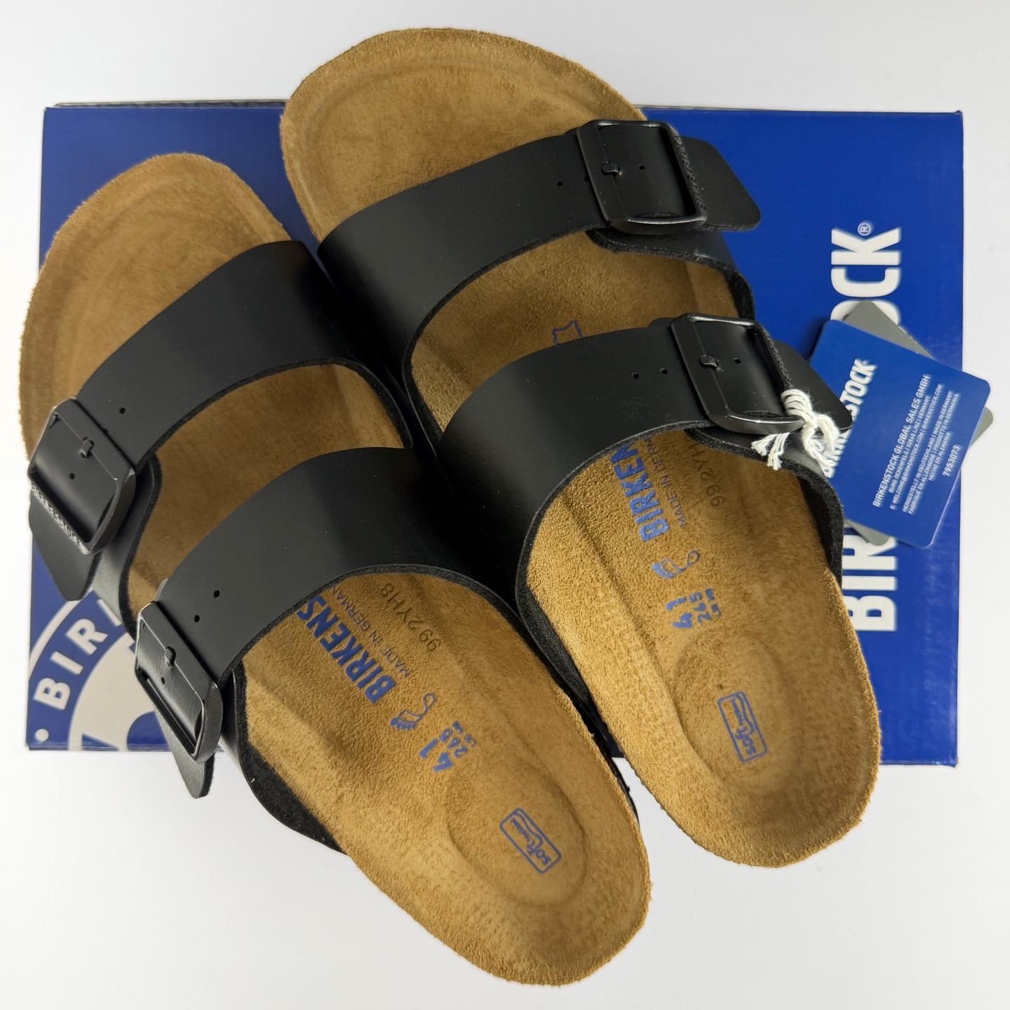 Birkenstock Arizona Soft Footbed Sandals Black Birko-Flor Leather Unisex Slip On