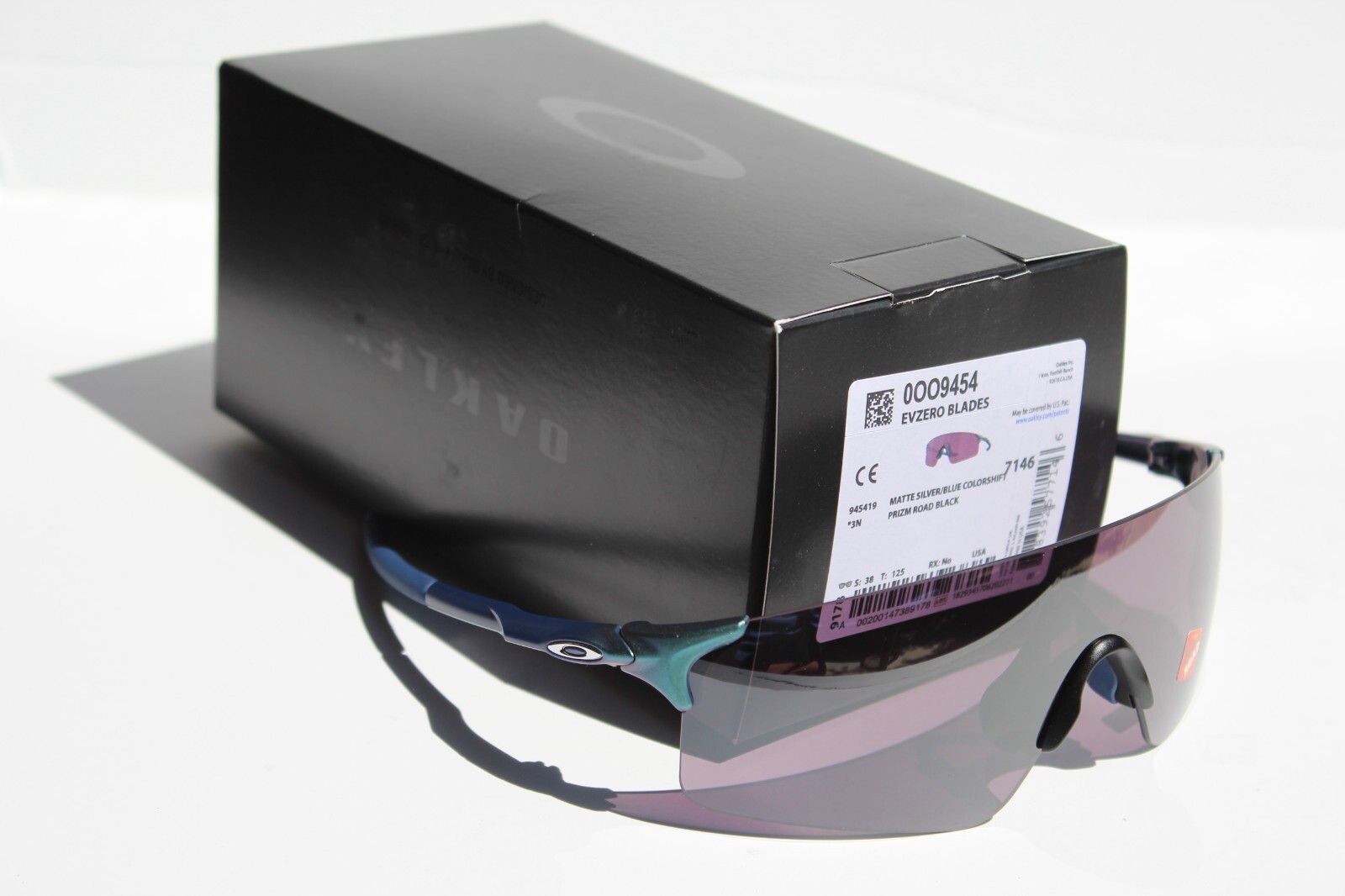 OAKLEY EvZero Blades Sunglasses Silver Blue Shift/Prizm Road Black OO9454-19 NEW