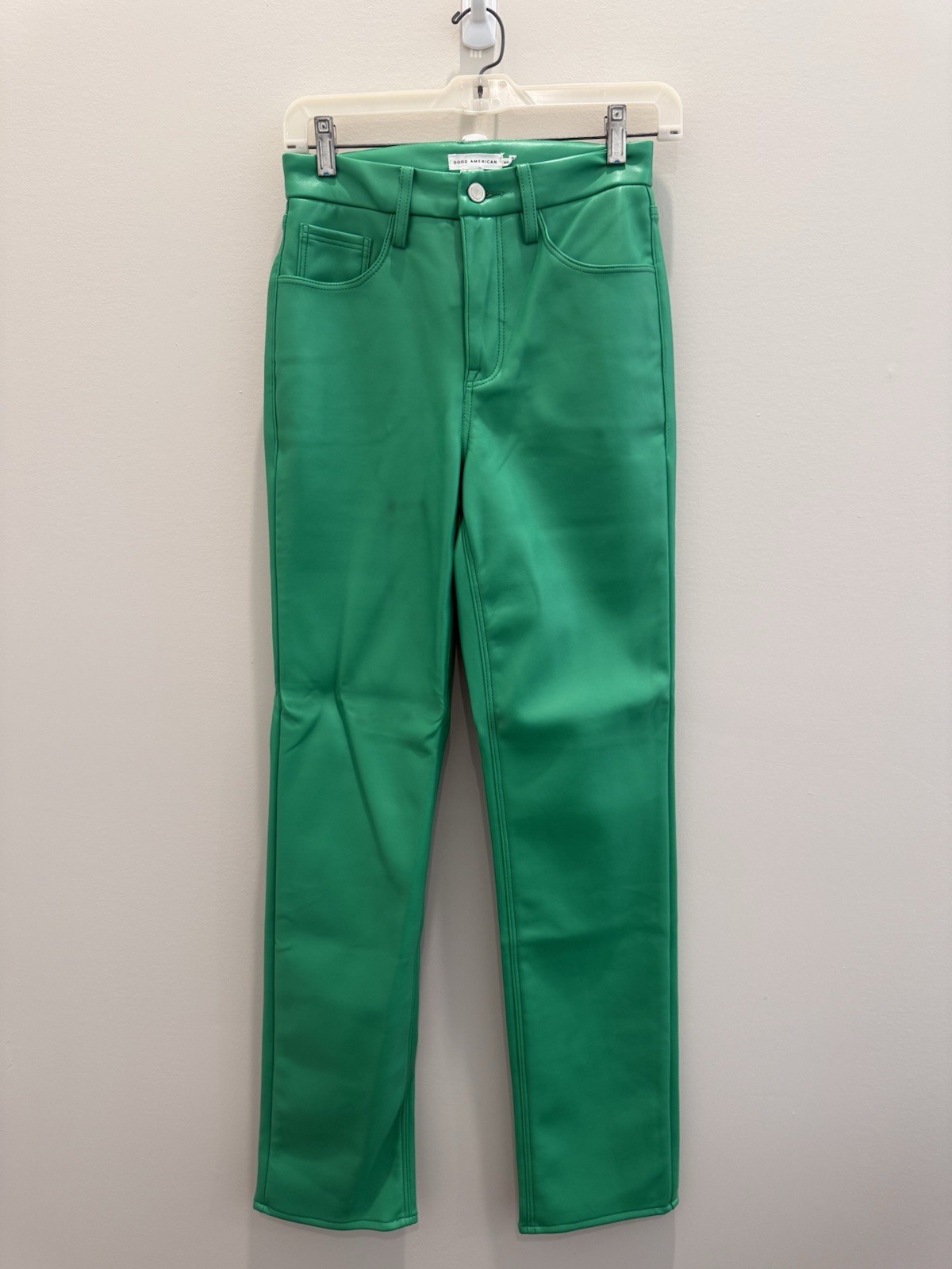 Good American Green Faux Leather High Rise Slim Straight Leg Pants – Size 2