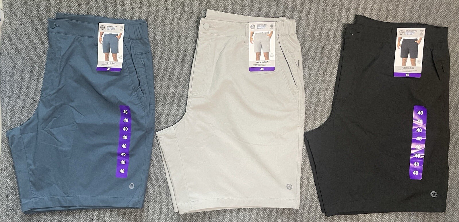 Mondetta Tech Shorts Men’s Pick Your Size Black, Blue or Gray NWT