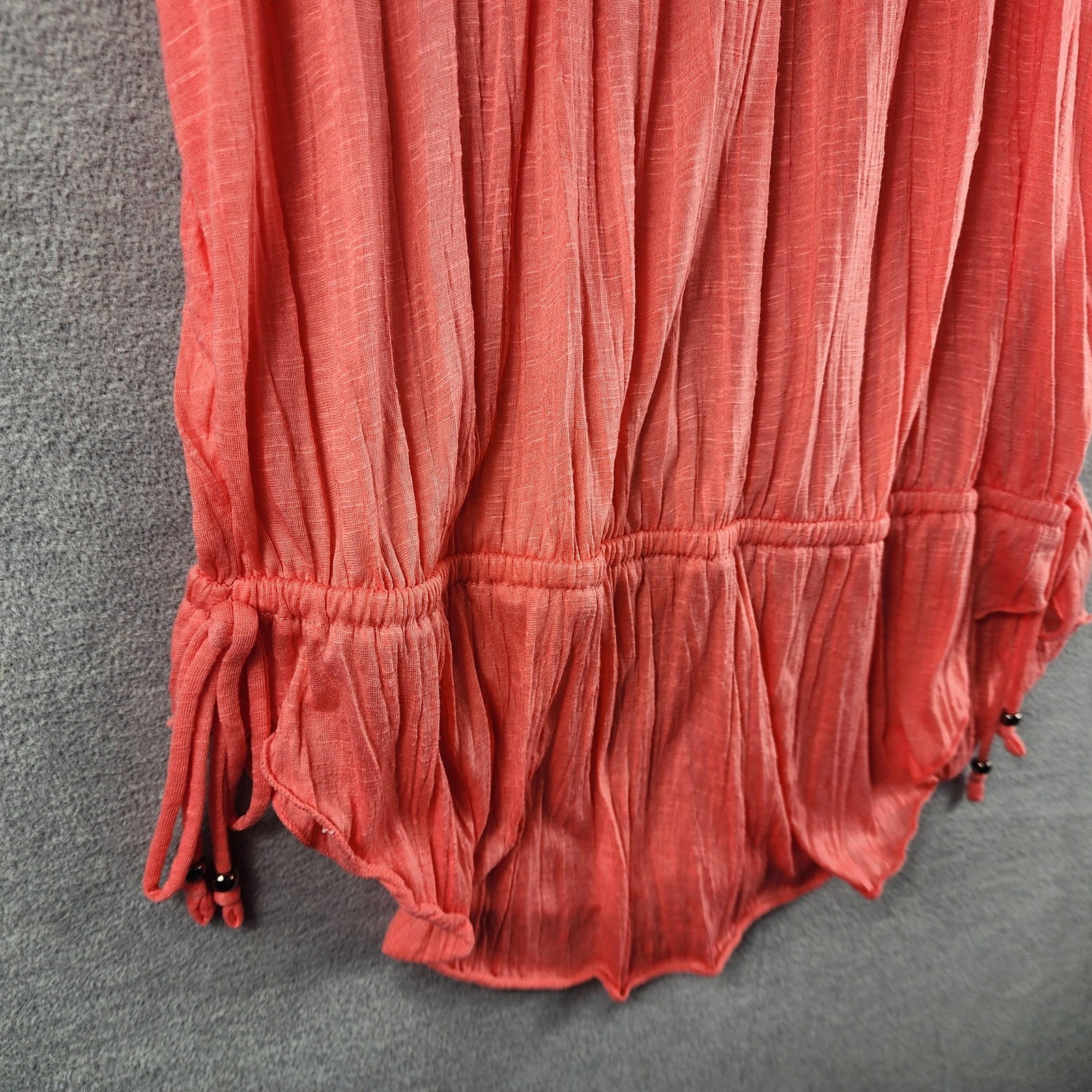 Faded Glory Blouse Womens Large Cosmo Coral Peasant 3/4 Sleeve Scoop Neck Boho