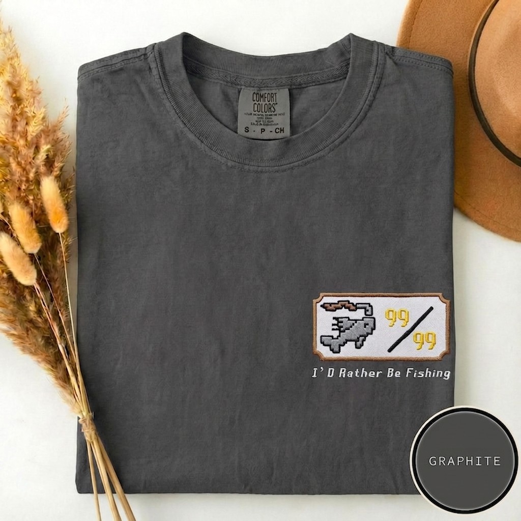Embroidered OSRS Fishing T-Shirt, RuneScape Gamer Shirt, Old School RPG Gift