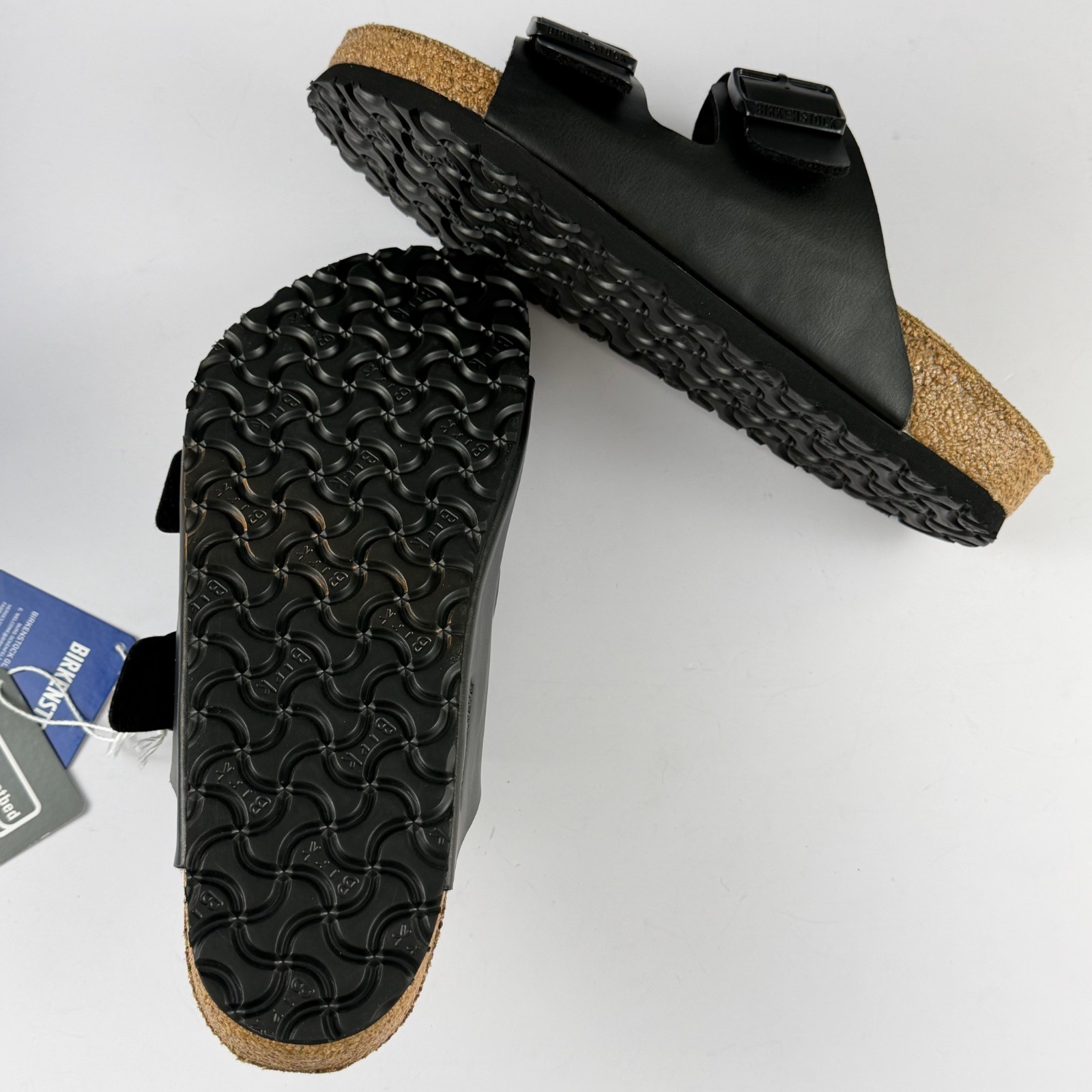 Birkenstock Arizona Soft Footbed Sandals Black Birko-Flor Leather Unisex Slip On