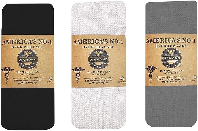 6-12Pairs Men Diabetic Knee High circulatory Health Cotton Socks Over the Calf