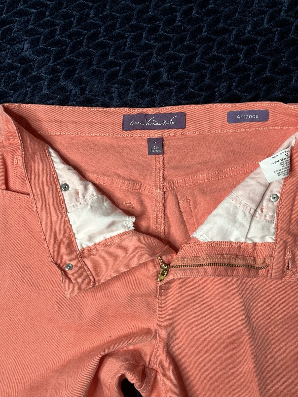 Gloria Vanderbilt Women’s Denim Jeans Amanda Size 10 Pink Made In Sri Lanka Used