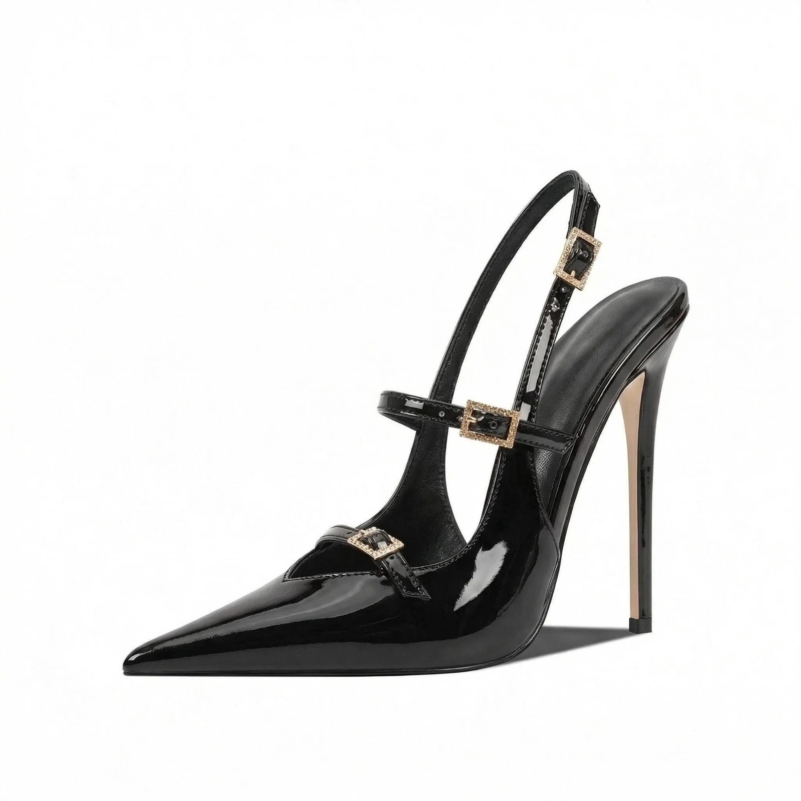 Patent Leather Pointed Toe Stilettos Sandals Women’s Pointy Toe Slingback Shoes