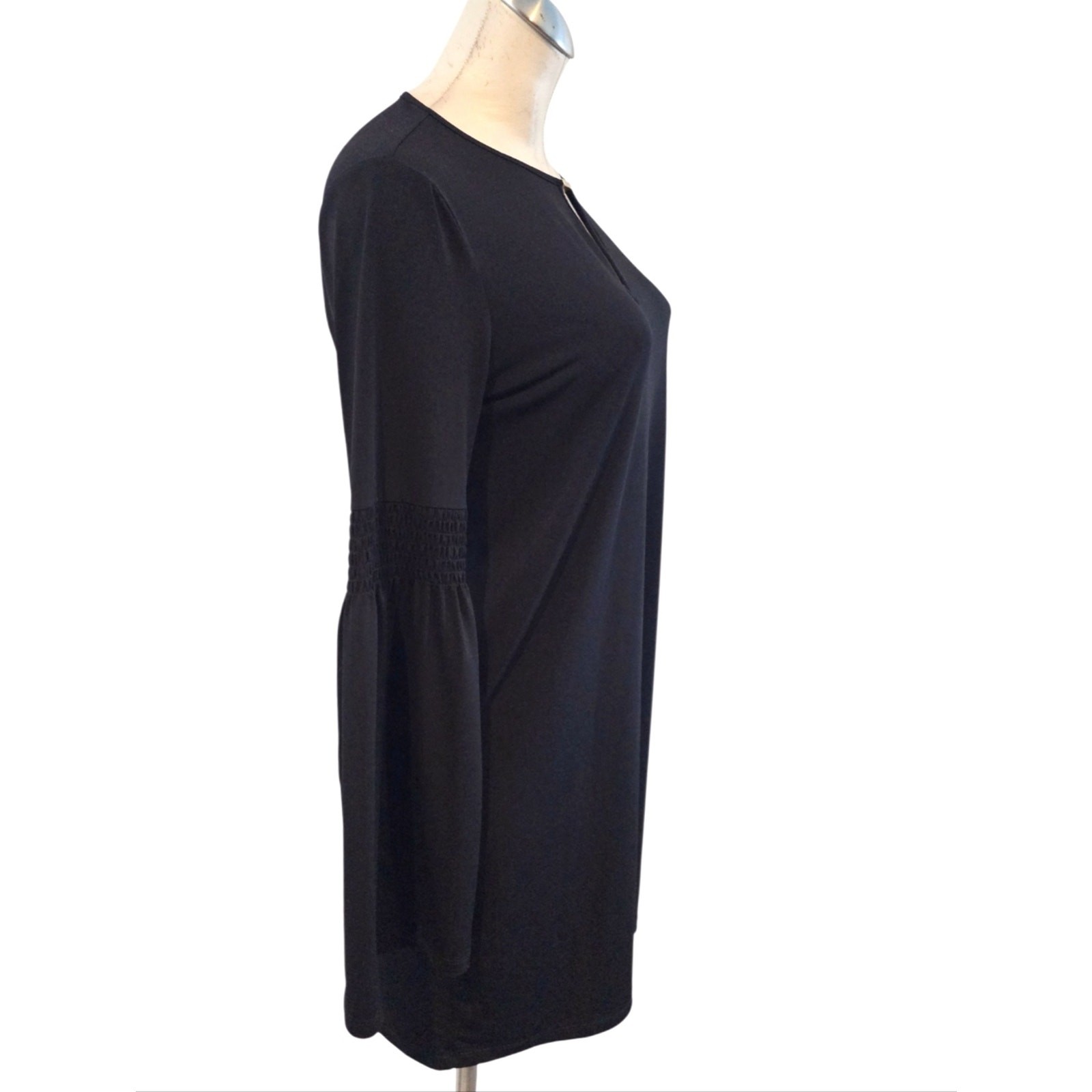Michael Kors Size S Black Shift Dress with Keyhole Neck Bell Sleeves