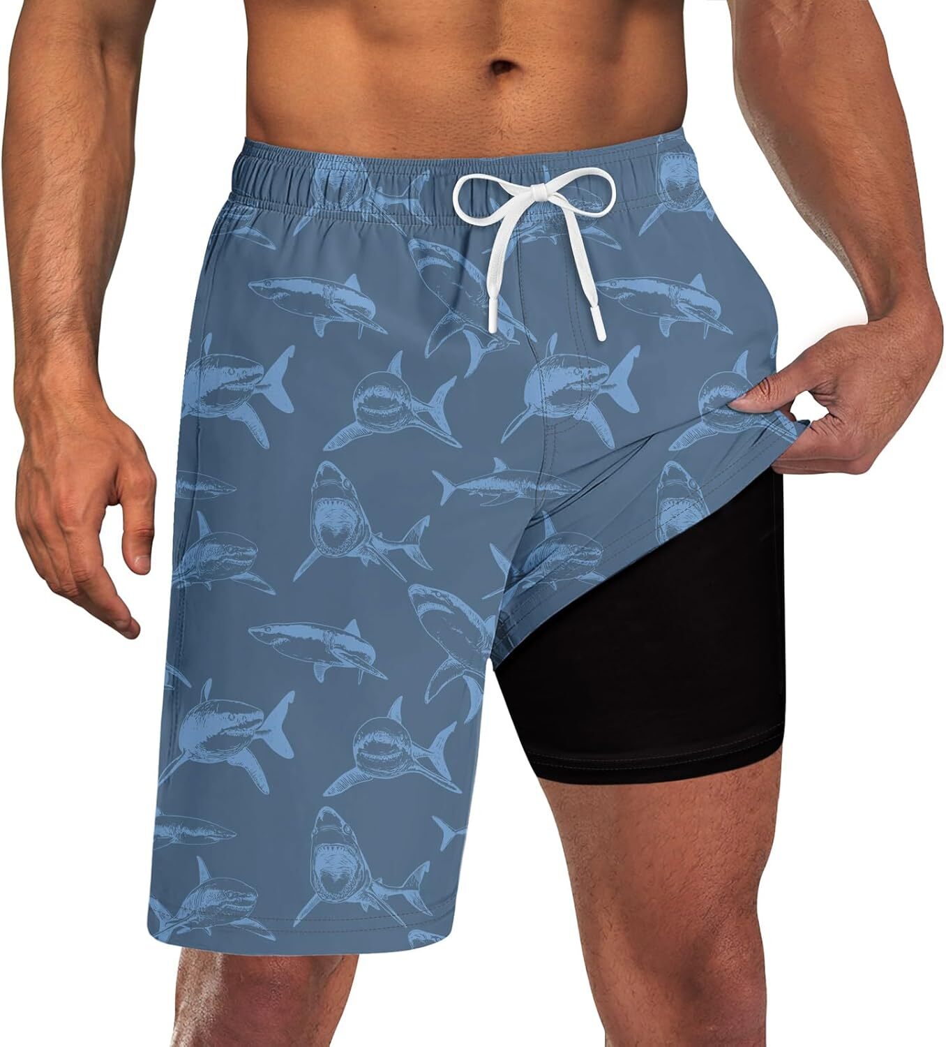 Mens Swim Trunks Quick Dry Compression Liner Pockets 9” Inseam M-3XL UPF 50+